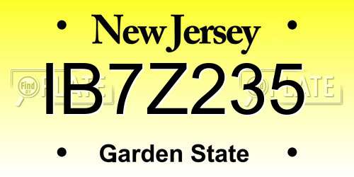 IB7Z235 New Jersey License Plate