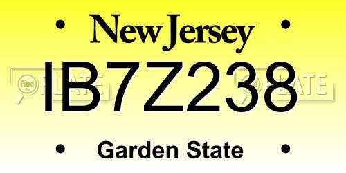 IB7Z238 New Jersey License Plate