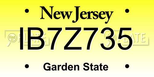 IB7Z735 New Jersey License Plate