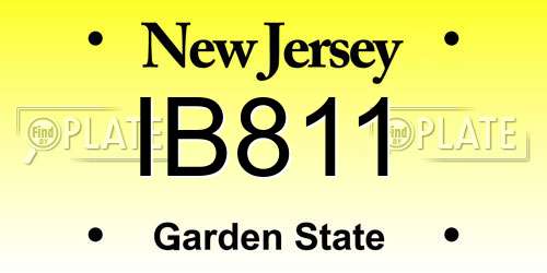 IB811 New Jersey License Plate