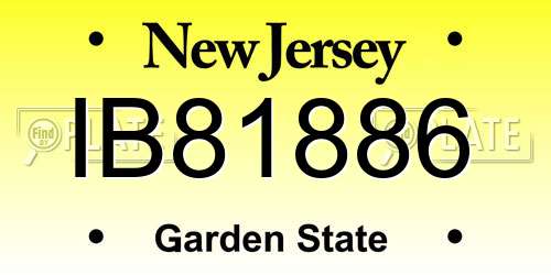 IB81886 New Jersey License Plate