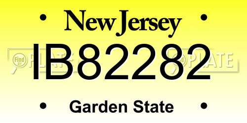 IB82282 New Jersey License Plate