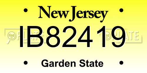 IB82419 New Jersey License Plate