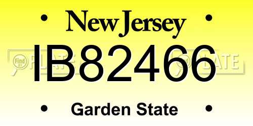 IB82466 New Jersey License Plate