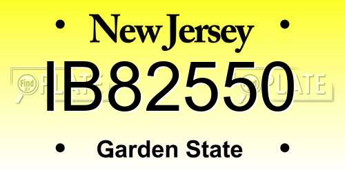 IB82550 New Jersey License Plate