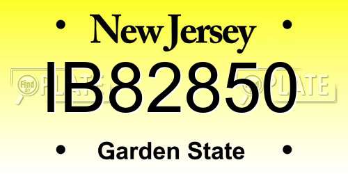 IB82850 New Jersey License Plate