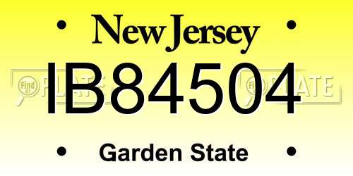 IB84504 New Jersey License Plate