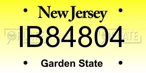 IB84804 New Jersey License Plate