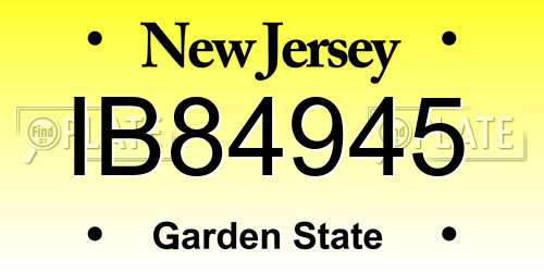 IB84945 New Jersey License Plate