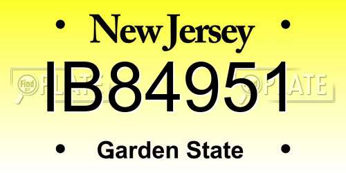 IB84951 New Jersey License Plate