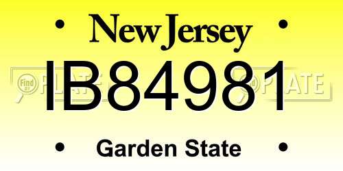 IB84981 New Jersey License Plate