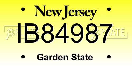 IB84987 New Jersey License Plate