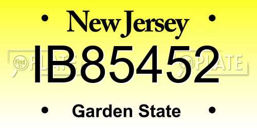 IB85452 New Jersey License Plate
