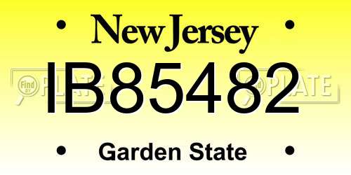 IB85482 New Jersey License Plate