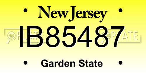 IB85487 New Jersey License Plate