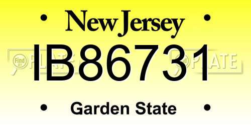 IB86731 New Jersey License Plate