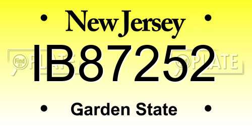 IB87252 New Jersey License Plate