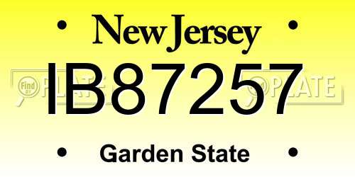 IB87257 New Jersey License Plate
