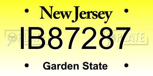 IB87287 New Jersey License Plate