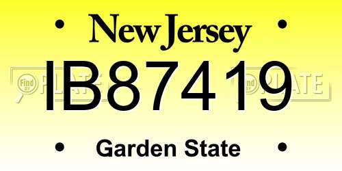 IB87419 New Jersey License Plate