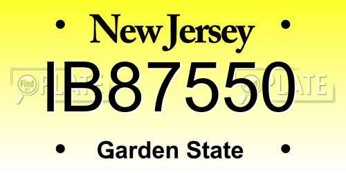 IB87550 New Jersey License Plate