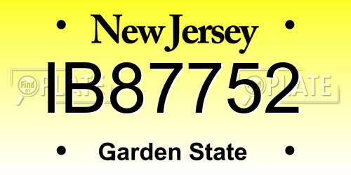 IB87752 New Jersey License Plate