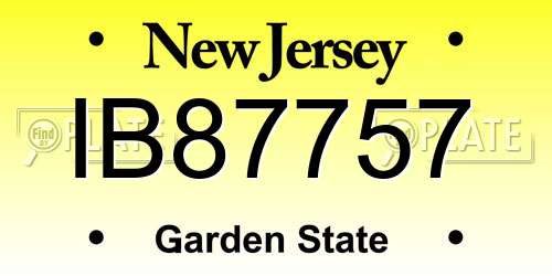 IB87757 New Jersey License Plate
