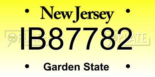 IB87782 New Jersey License Plate