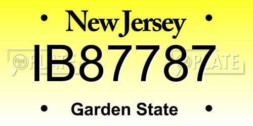 IB87787 New Jersey License Plate