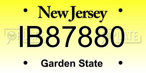 IB87880 New Jersey License Plate