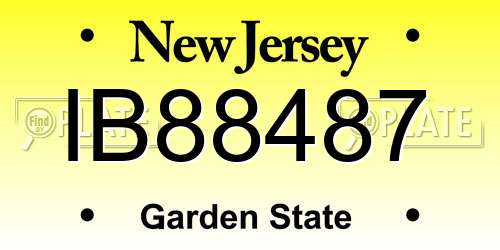 IB88487 New Jersey License Plate