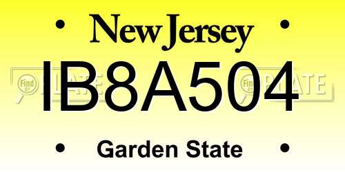 IB8A504 New Jersey License Plate