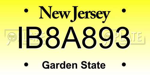 IB8A893 New Jersey License Plate