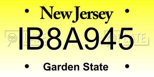 IB8A945 New Jersey License Plate