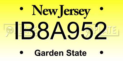 IB8A952 New Jersey License Plate