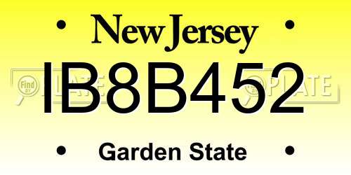 IB8B452 New Jersey License Plate