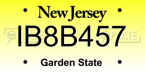 IB8B457 New Jersey License Plate