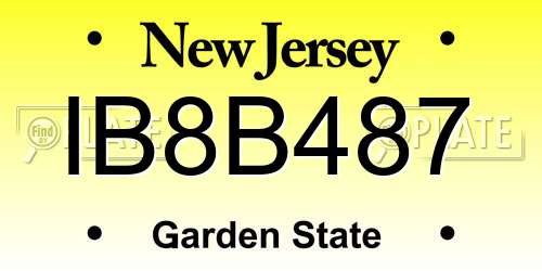 IB8B487 New Jersey License Plate