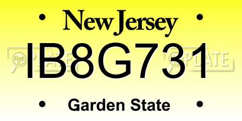 IB8G731 New Jersey License Plate