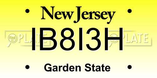 IB8I3H New Jersey License Plate