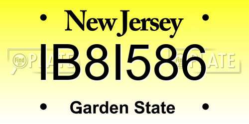 IB8I586 New Jersey License Plate
