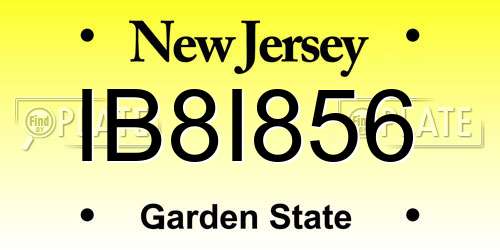 IB8I856 New Jersey License Plate