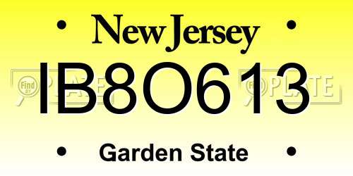 IB8O613 New Jersey License Plate