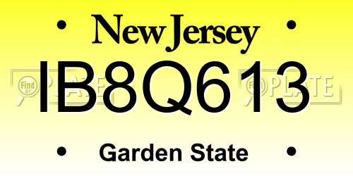 IB8Q613 New Jersey License Plate