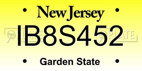 IB8S452 New Jersey License Plate