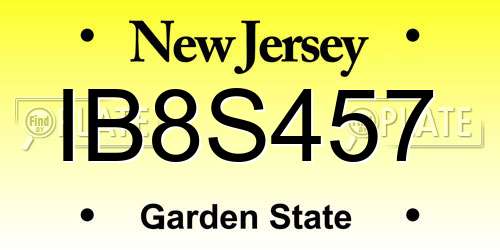 IB8S457 New Jersey License Plate
