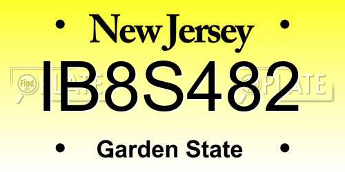 IB8S482 New Jersey License Plate