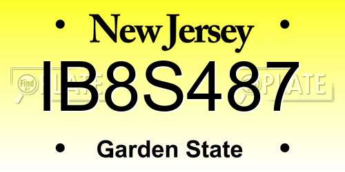 IB8S487 New Jersey License Plate