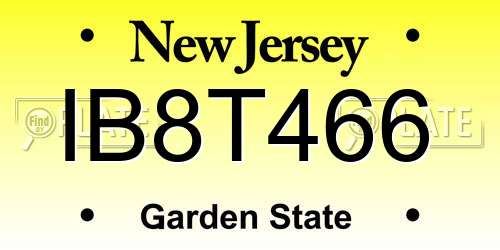 IB8T466 New Jersey License Plate