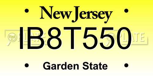 IB8T550 New Jersey License Plate